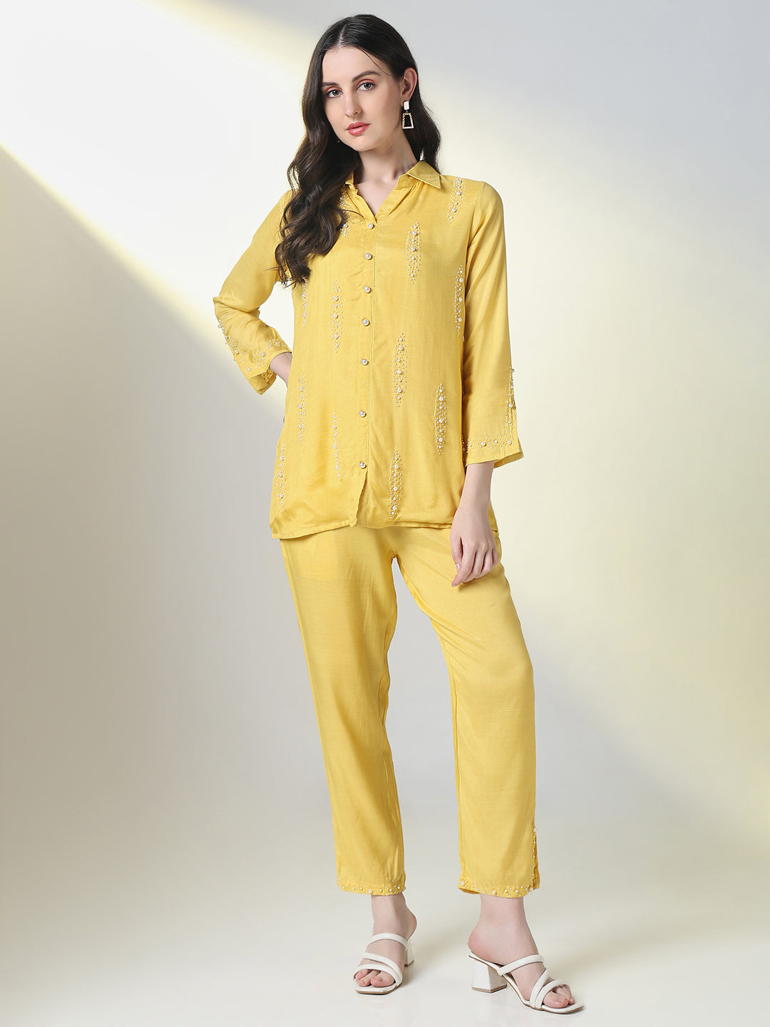 Women Yellow Solid Co Ords Set