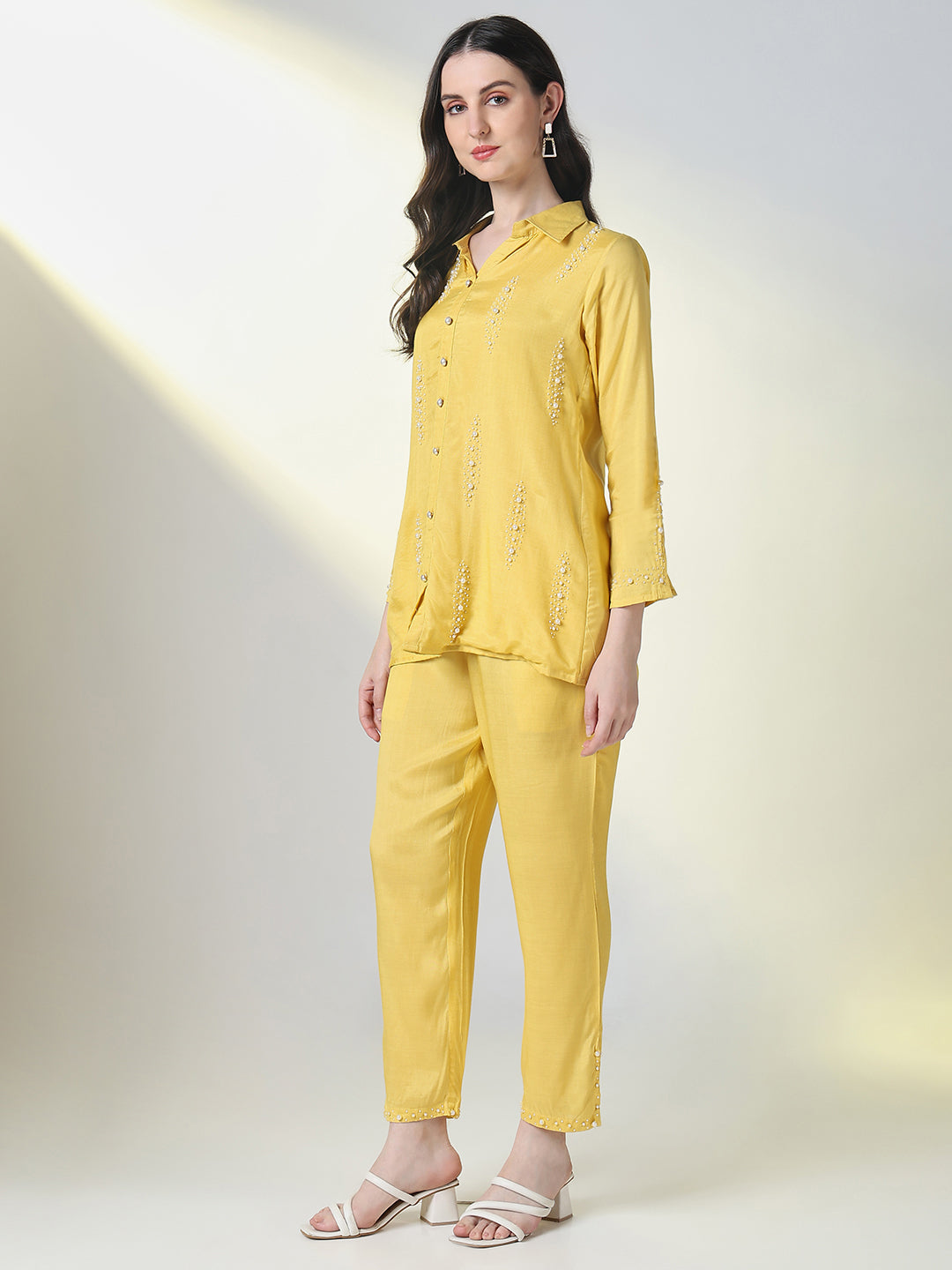 Women Yellow Solid Co Ords Set