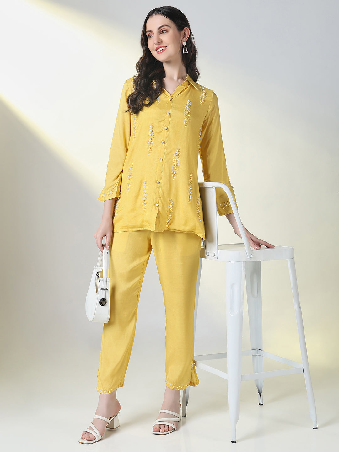 Women Yellow Solid Co Ords Set