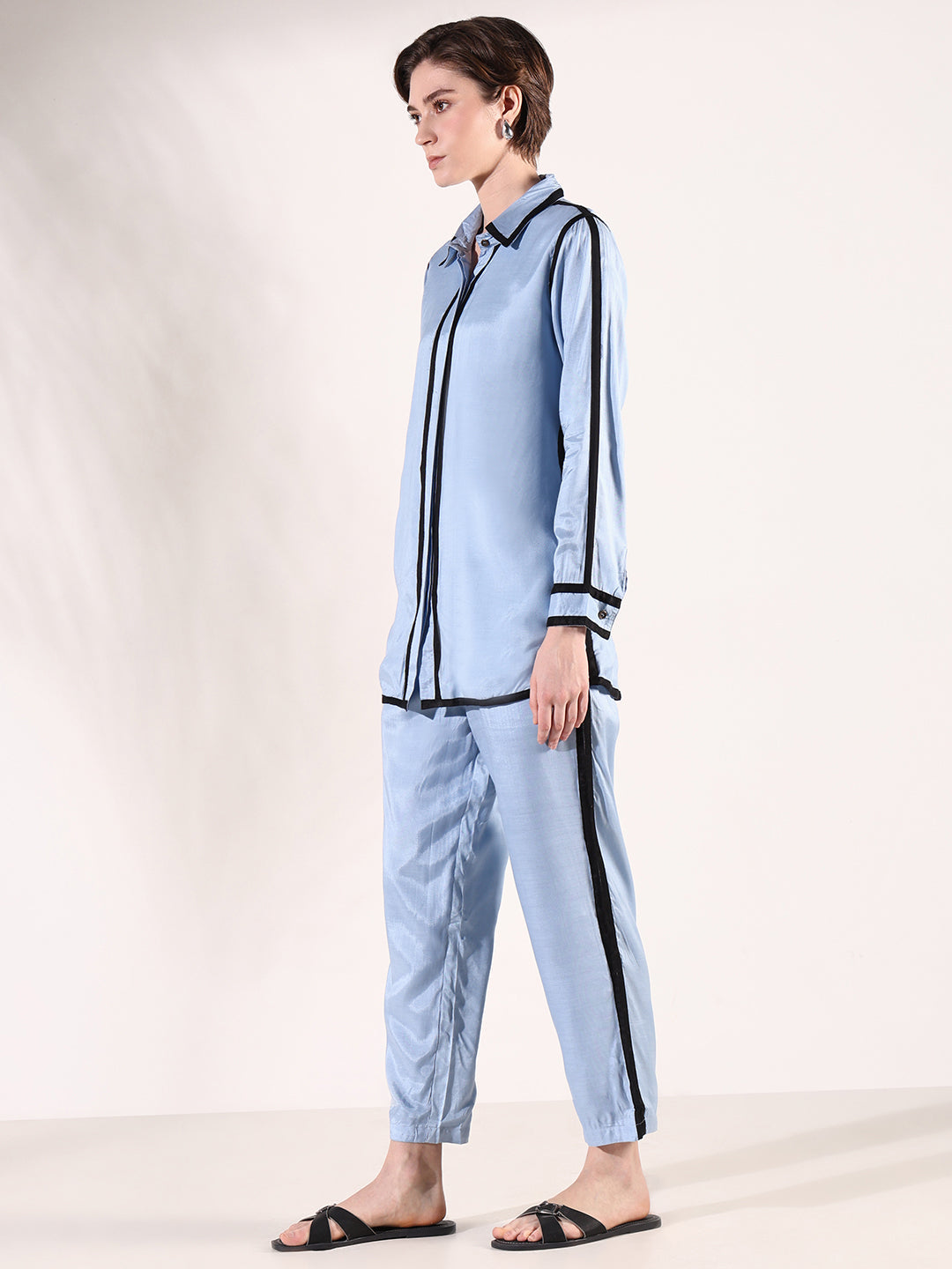 Women's Solid Blue Co-Ords Set