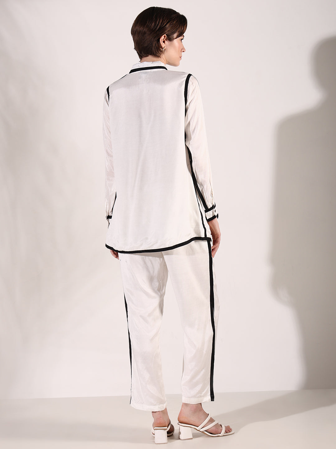 Women's Solid White Casual Co-Ords Set