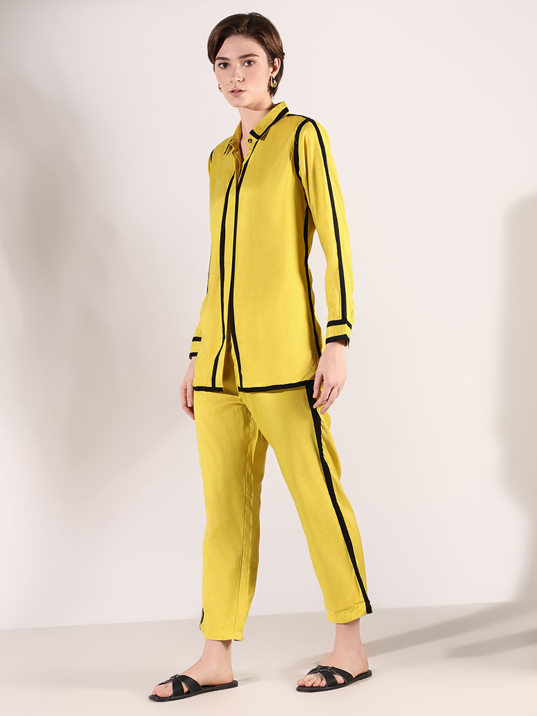 Women's Solid Yellow Co-Ords Set