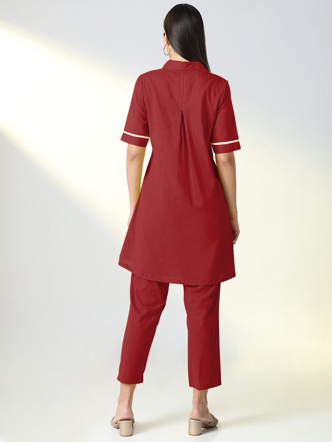 Women's Maroon Straight Kurta with Pants