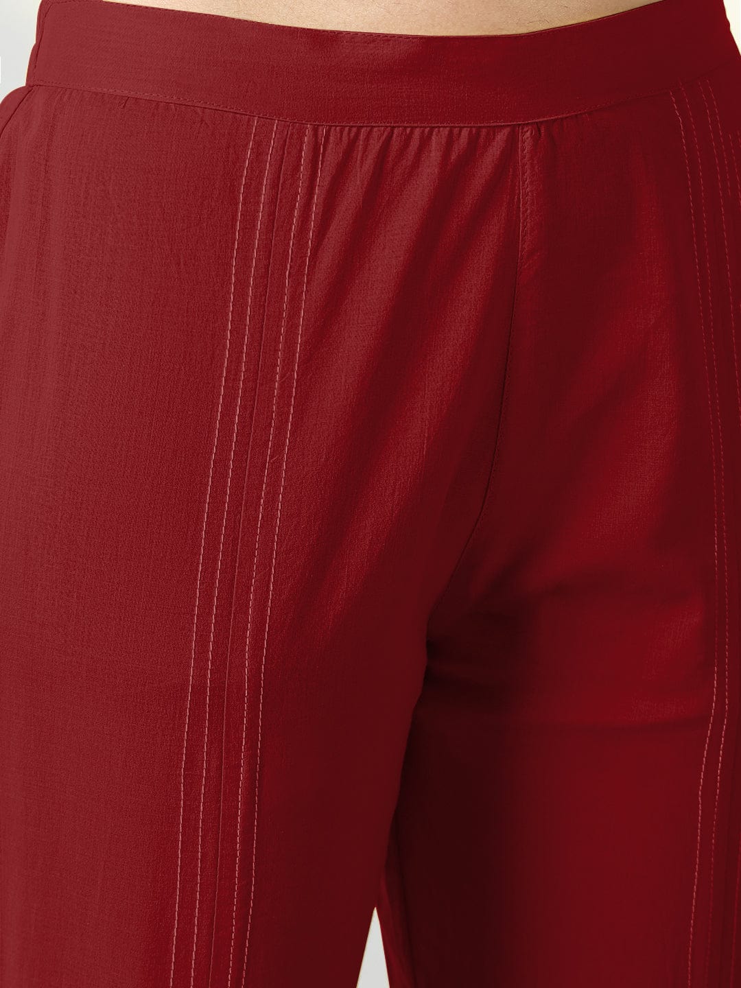 Women's Maroon Straight Kurta with Pants