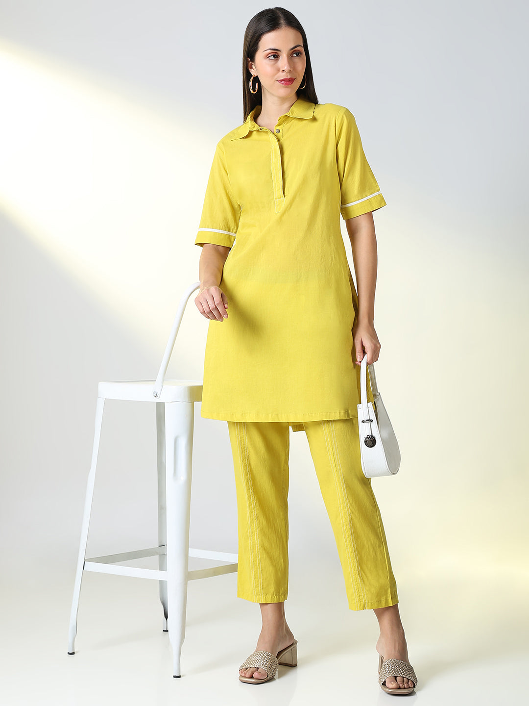 Women Yellow Solid Co Ords Set