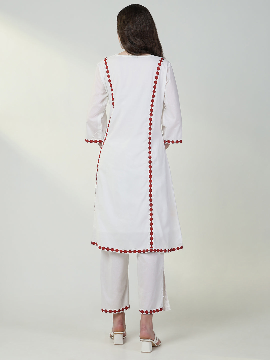 Women Solid White A Line Kurta Set