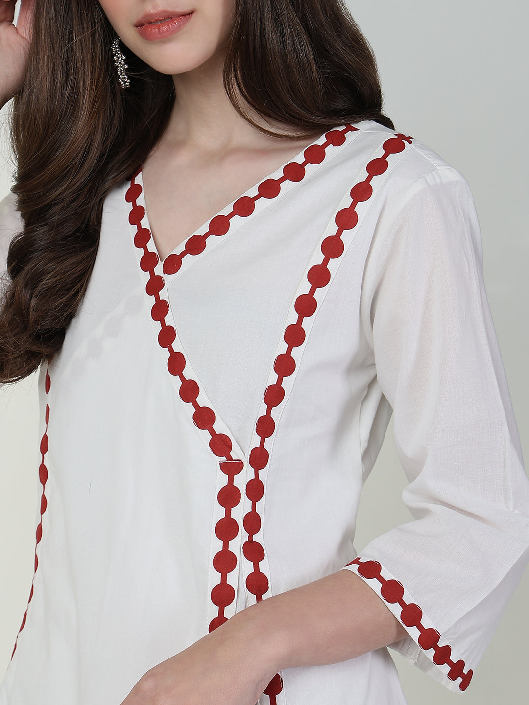 Women Solid White A Line Kurta Set