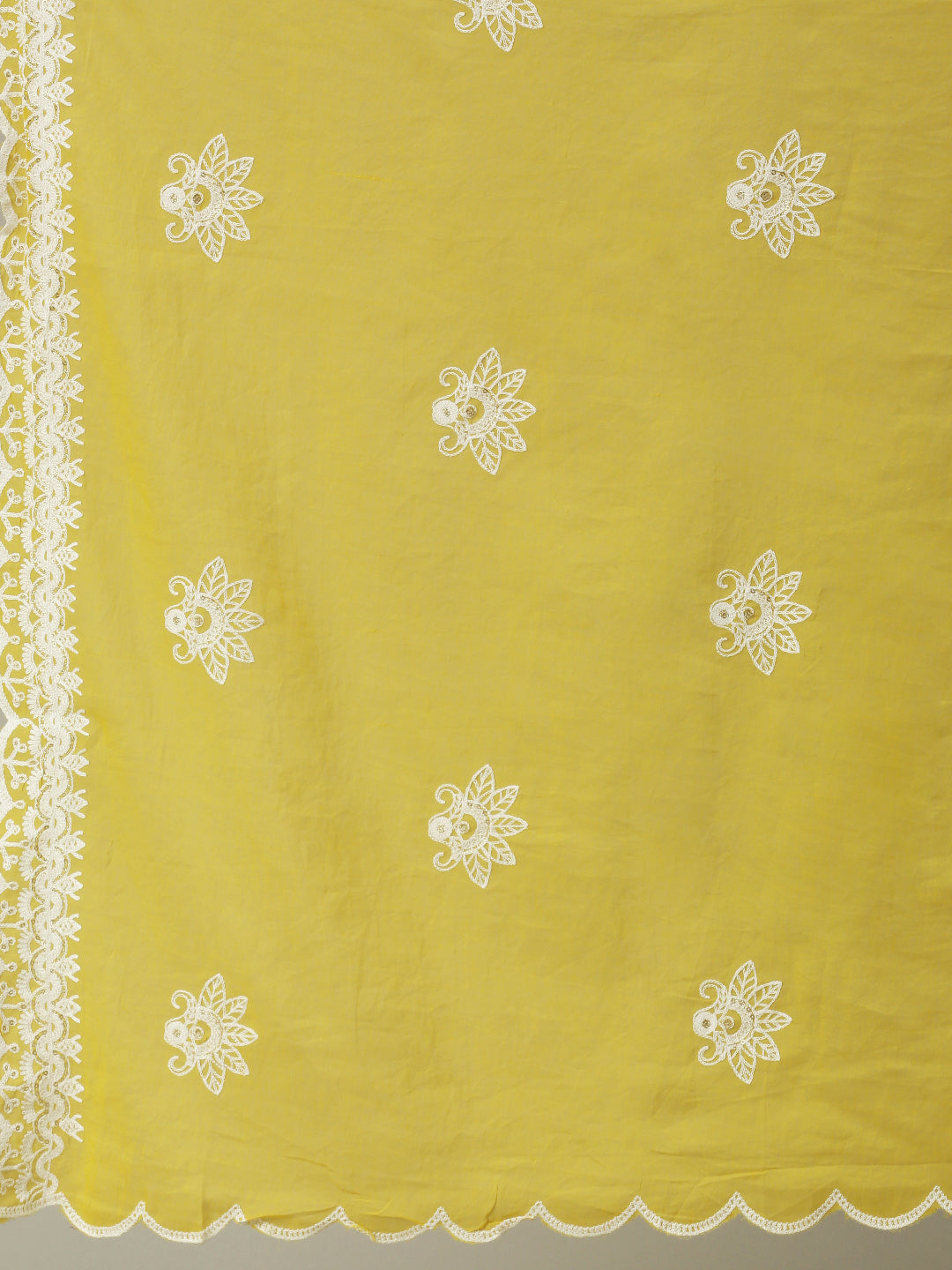 Women A-Line Yellow Embroidered Kurta and Trousers Comes with Dupatta