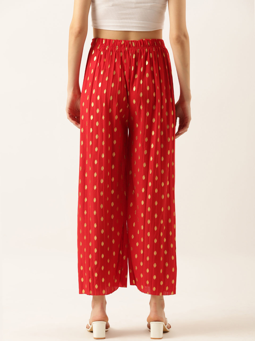 Women's Red Printed Parallel Trouser