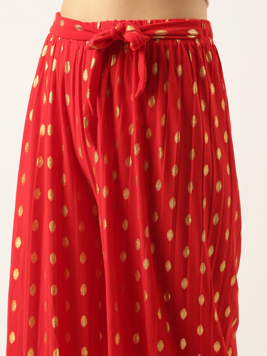 Women's Red Printed Parallel Trouser