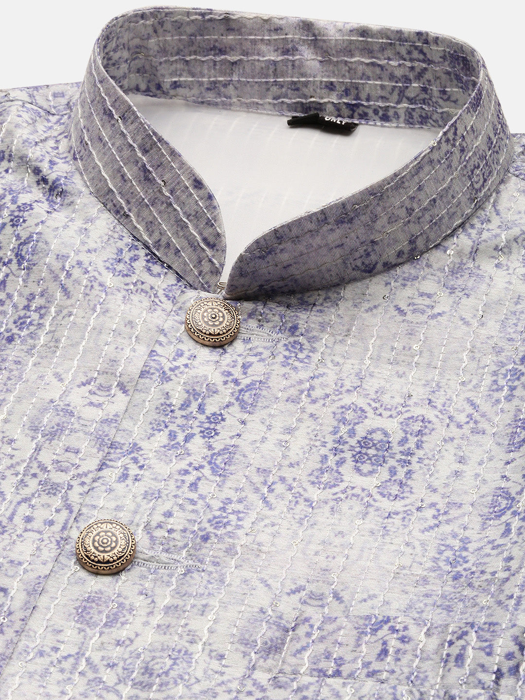 Men Printed Lavender Nehru Jacket