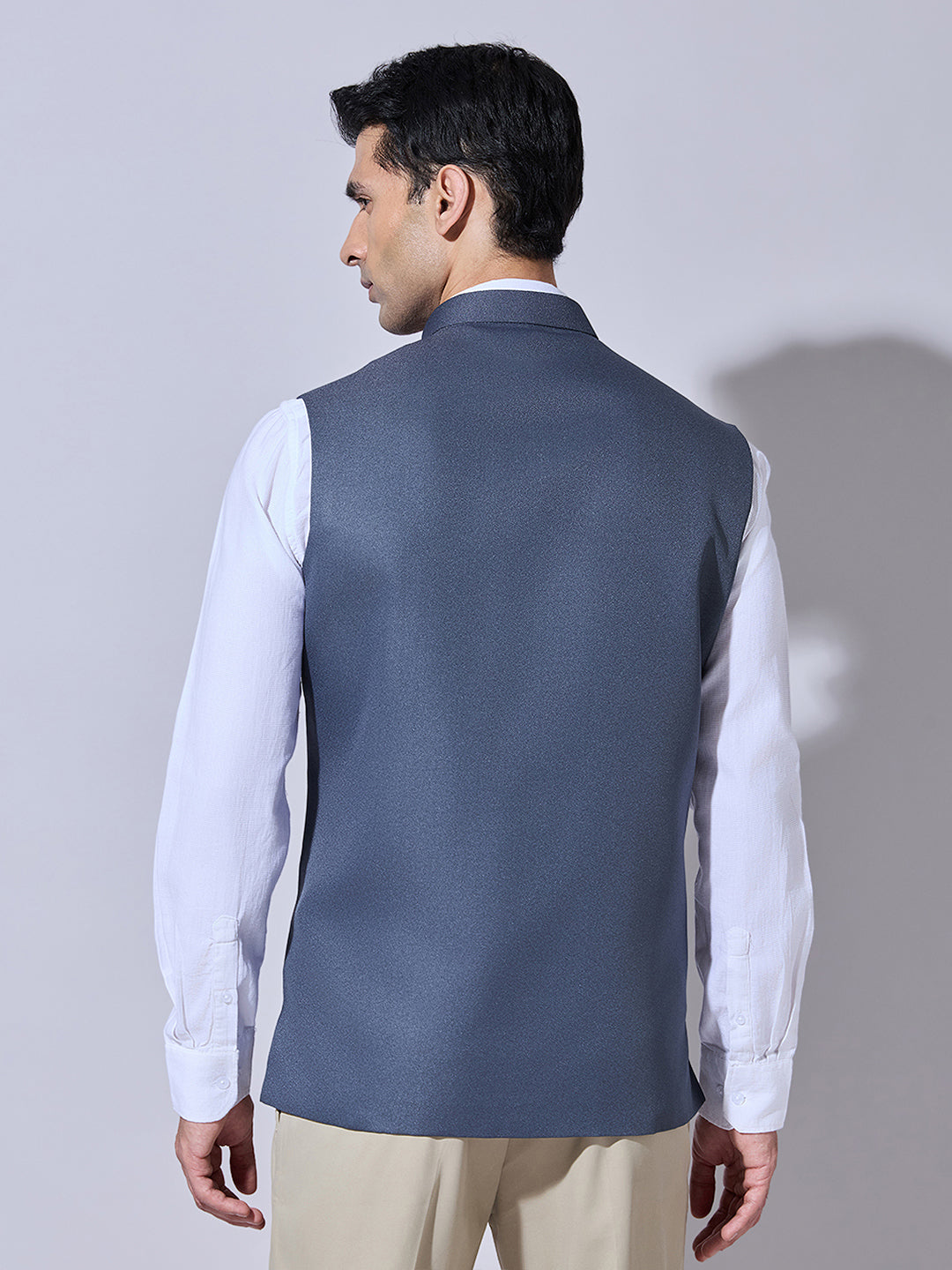 Men's Solid Grey Nehru Jacket
