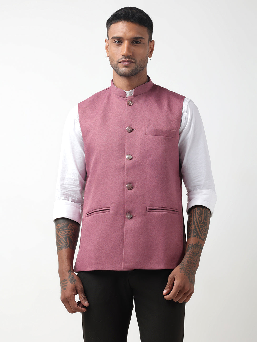 Men's Solid Pink Nehru Jacket