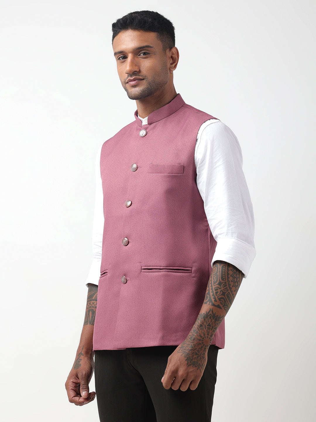 Men's Solid Pink Nehru Jacket
