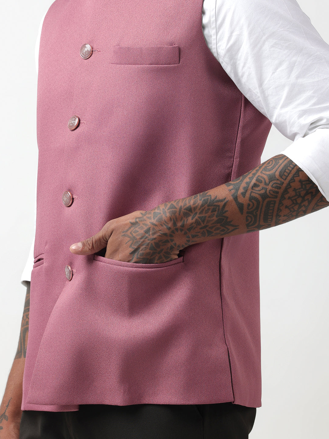 Men's Solid Pink Nehru Jacket