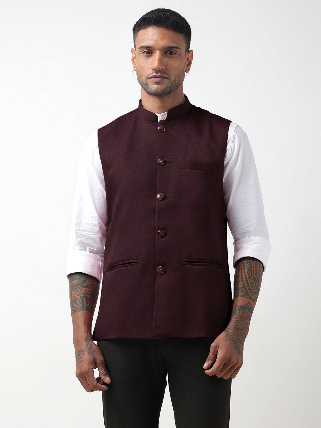 Men's Solid Purple Nehru Jacket