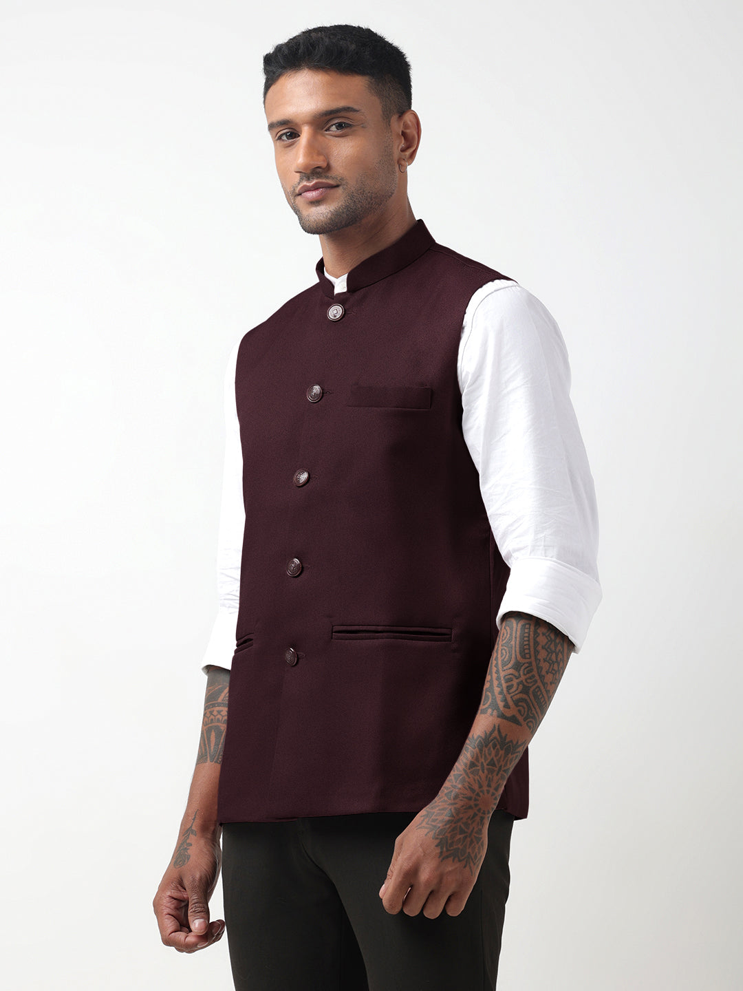 Men's Solid Purple Nehru Jacket
