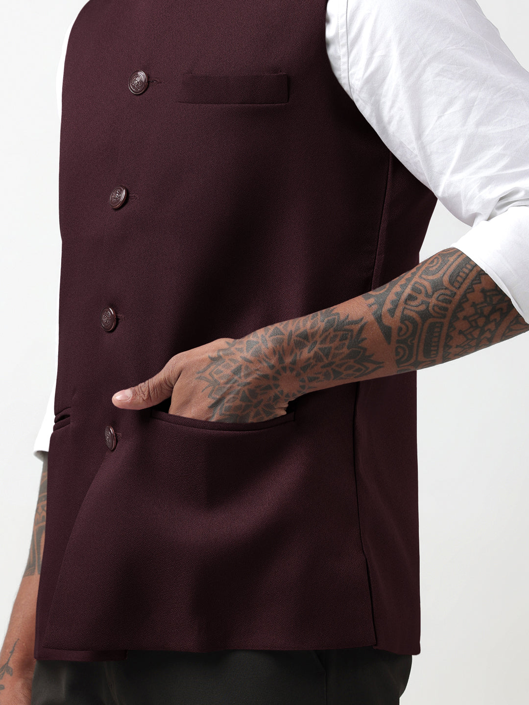 Men's Solid Purple Nehru Jacket