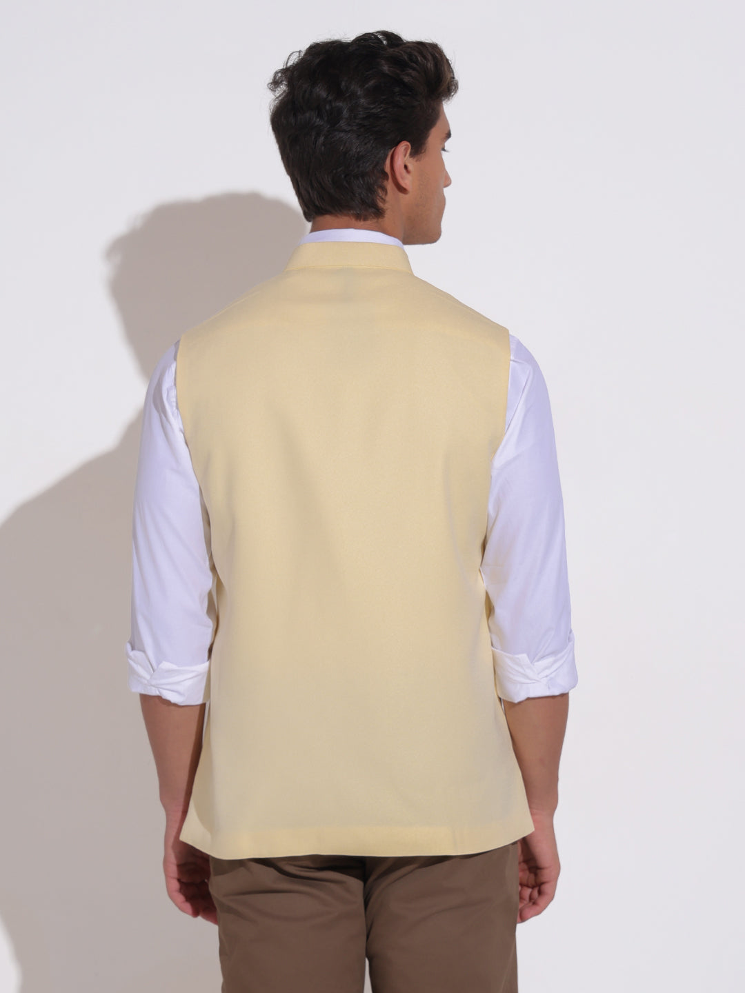 Men's Solid Yellow Nehru Jacket