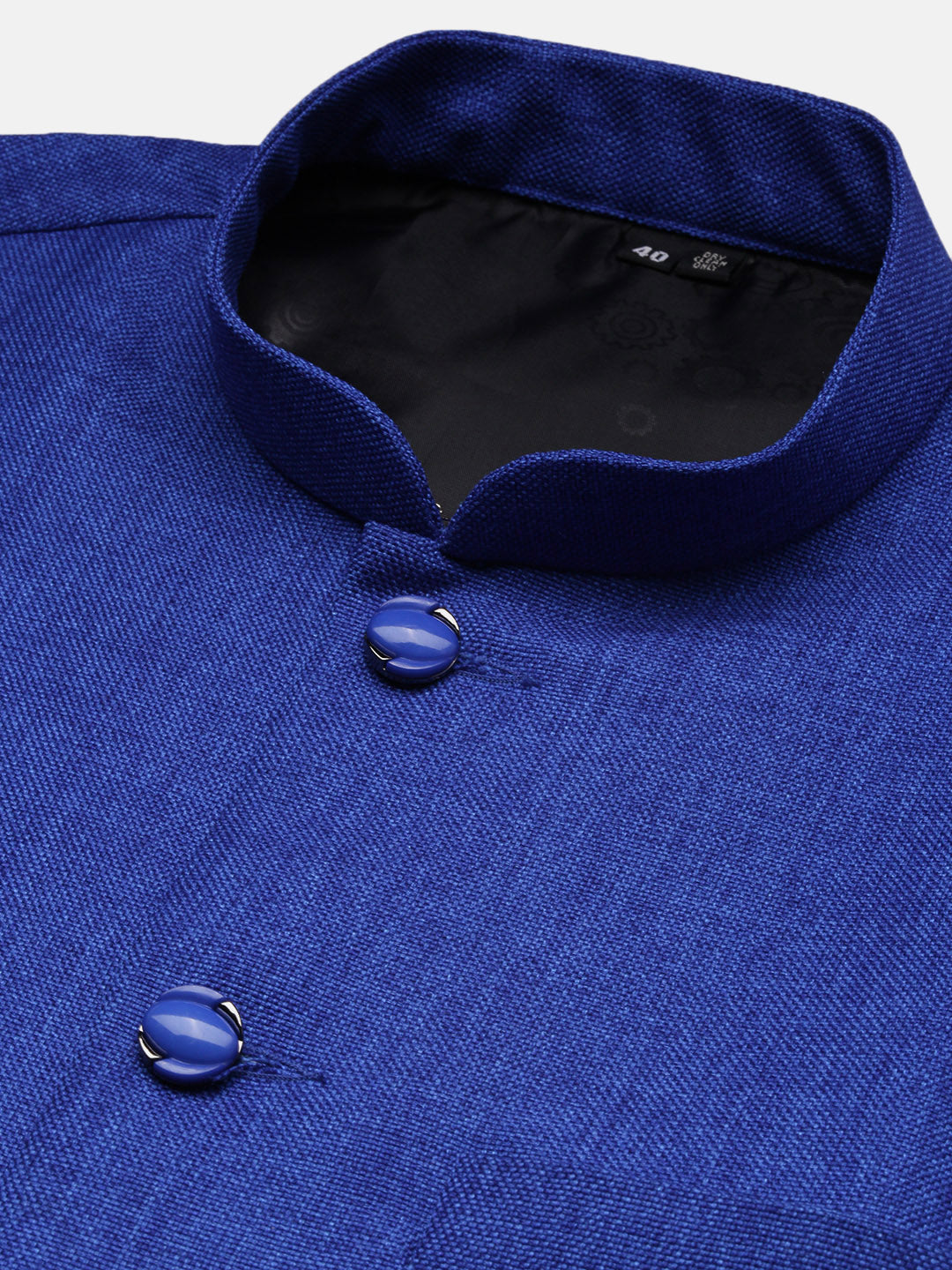 Men Solid Blue Slim Fit Nehru Jacket