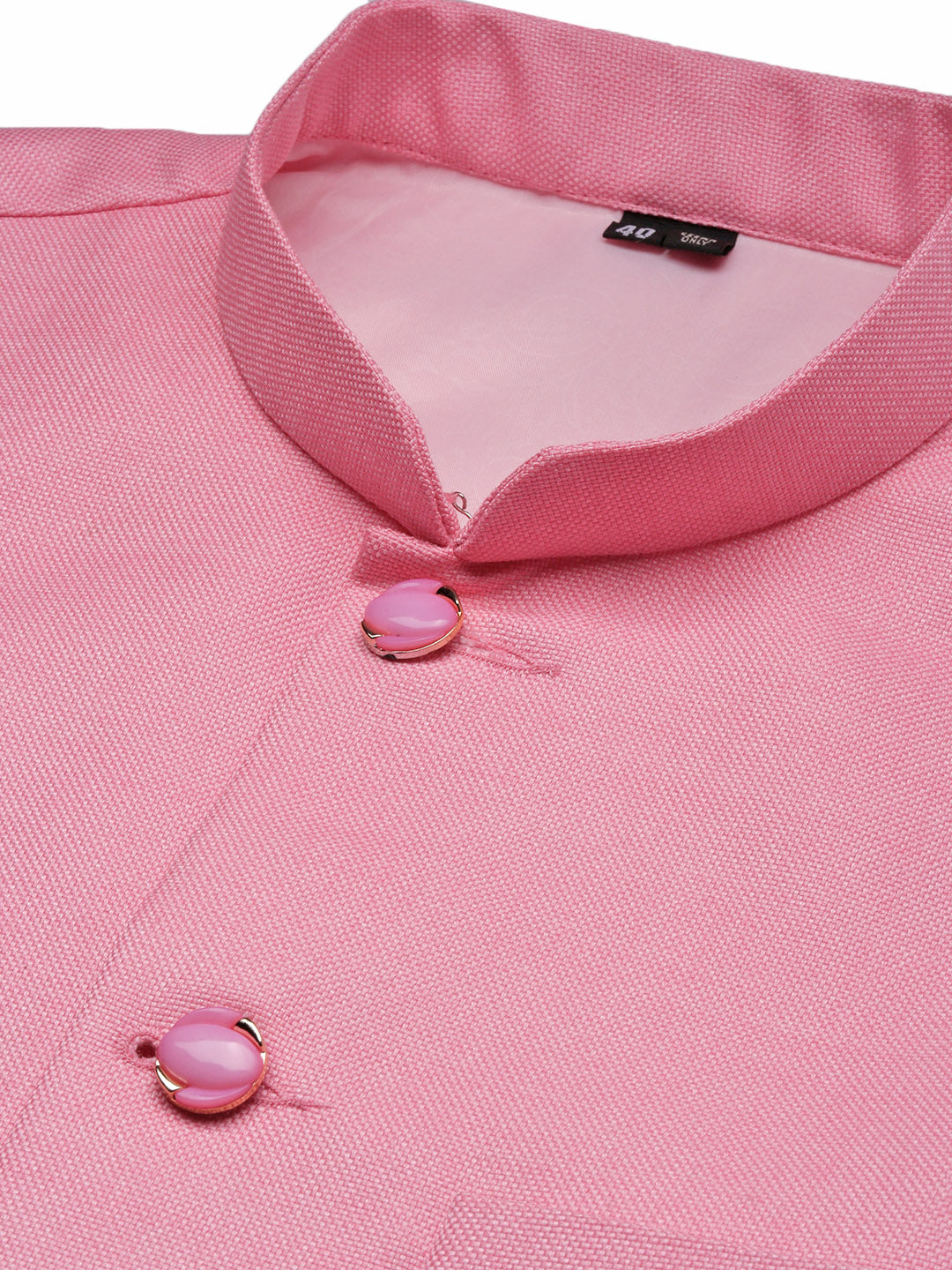 Men Solid Pink Slim Fit Nehru Jacket