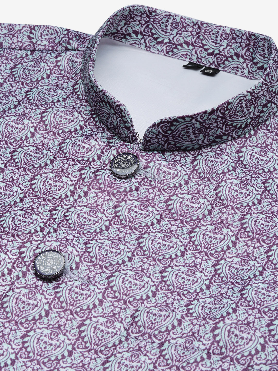 Men Printed Purple Slim Fit Nehru Jacket