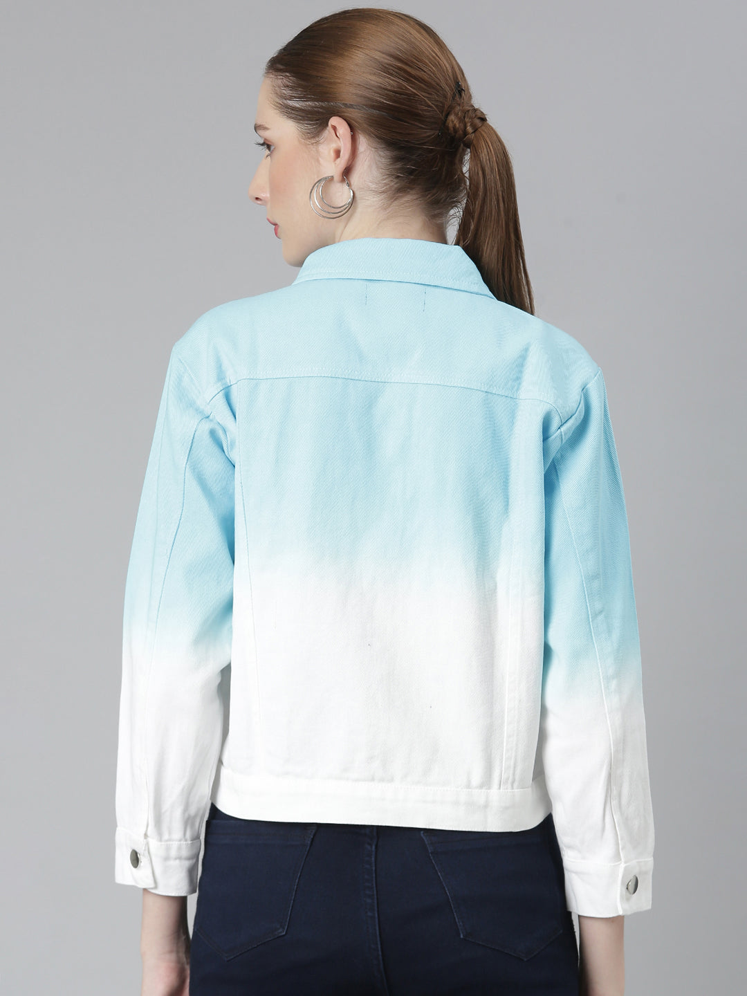 Women Blue Ombre Denim Jacket