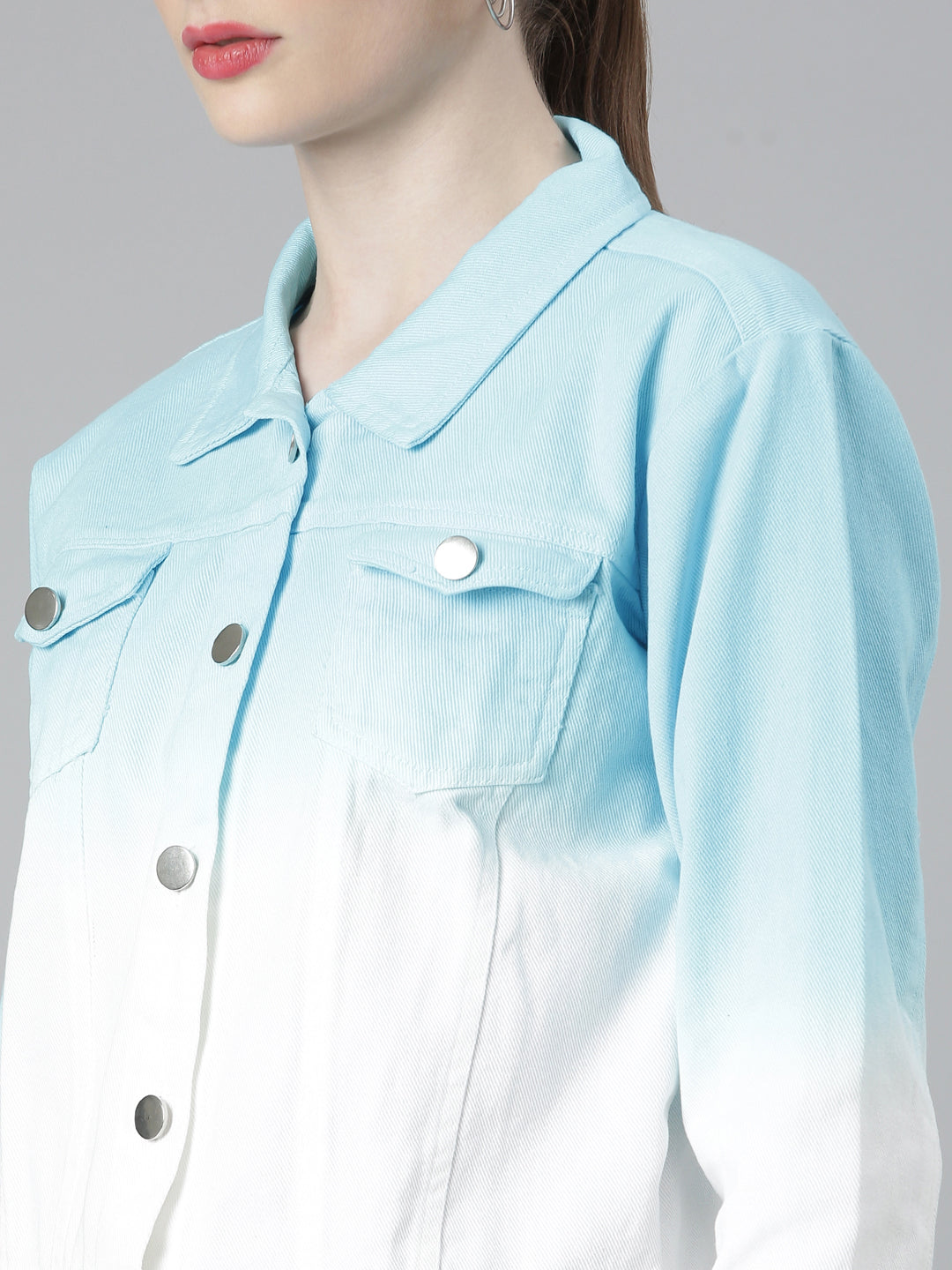 Women Blue Ombre Denim Jacket