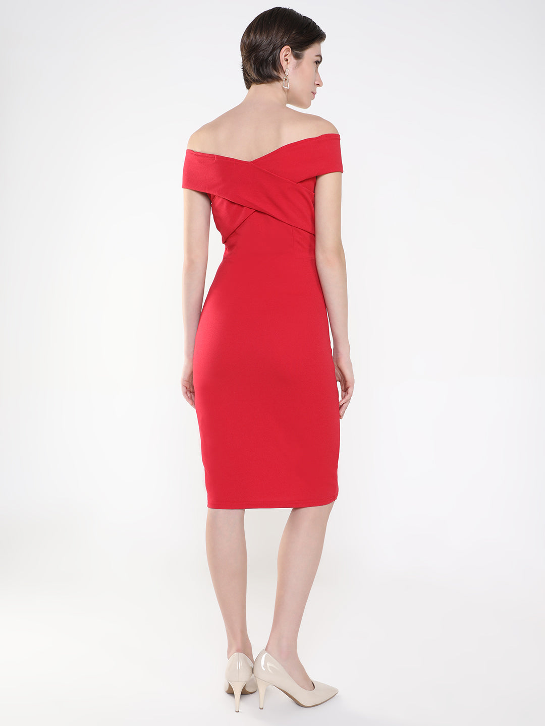 Women Solid Red Bodycon Dress