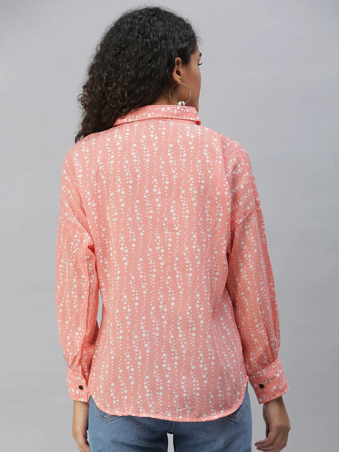 Women's Collared Printed Peach Shirts