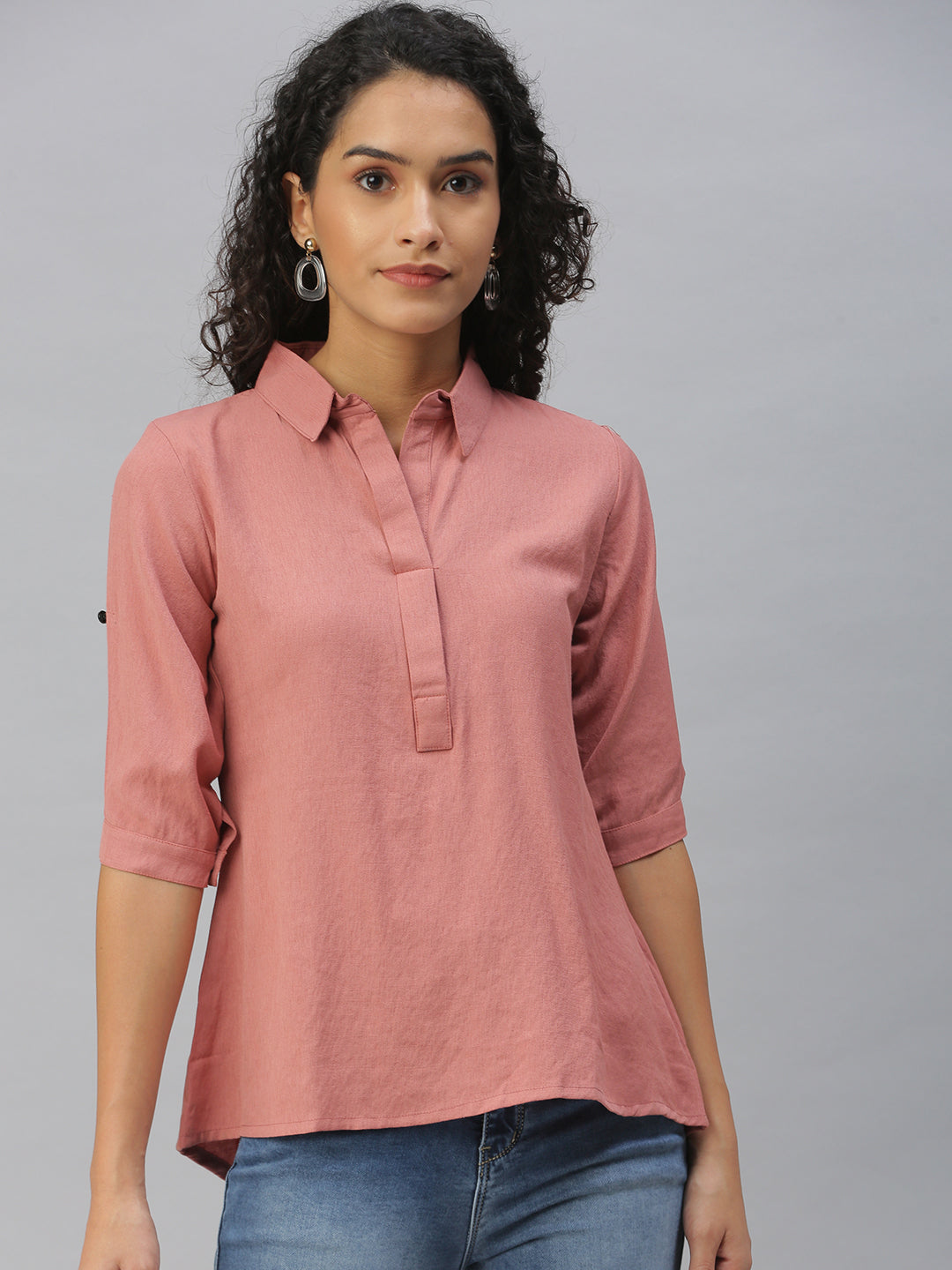 Women Slim Fit Nude Solid Shirt