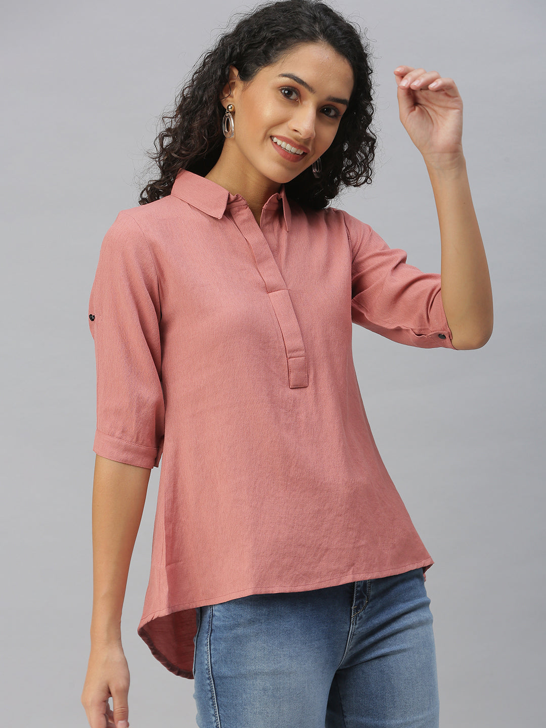 Women Slim Fit Nude Solid Shirt