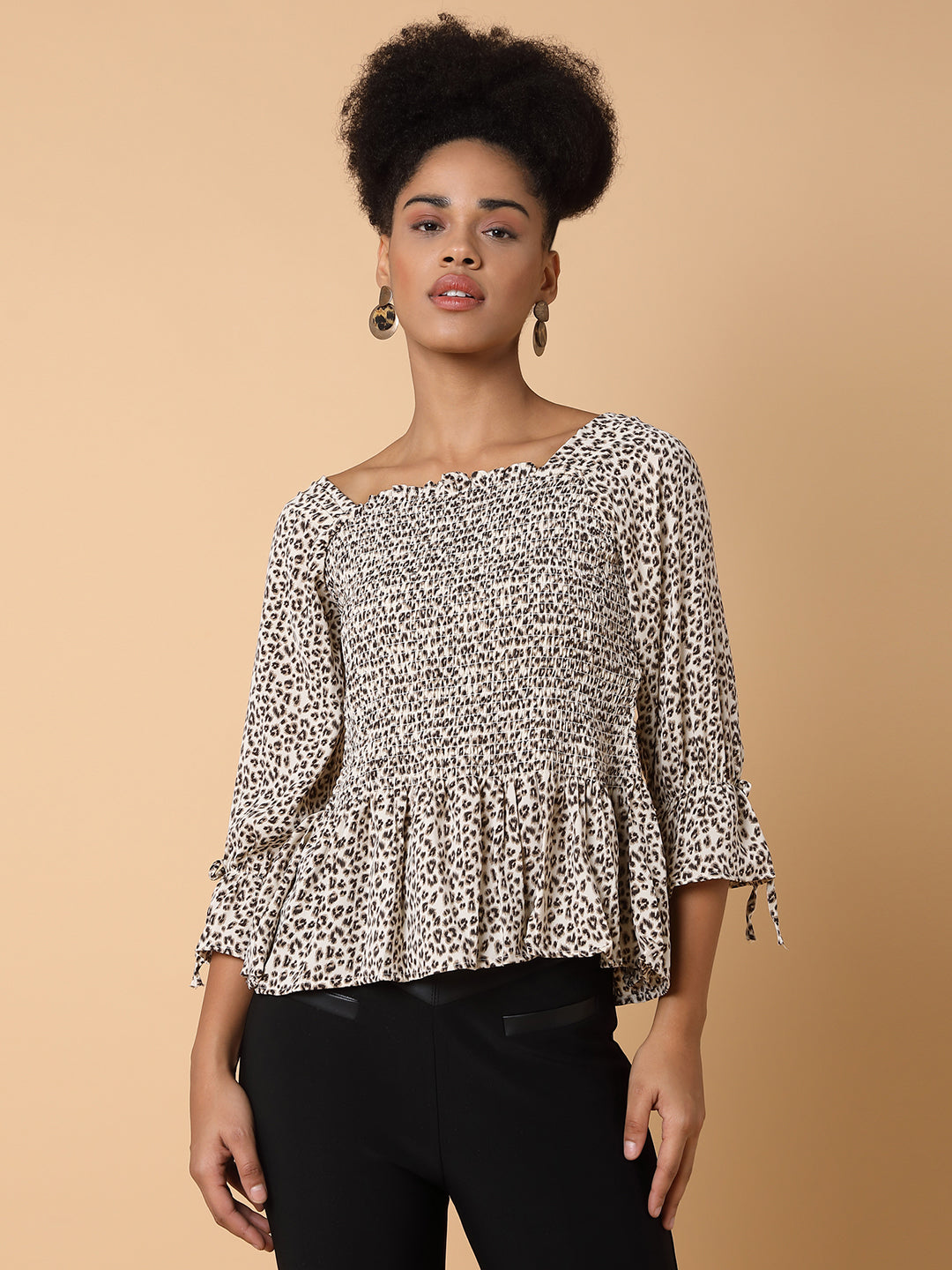 Women's Printed Beige Top