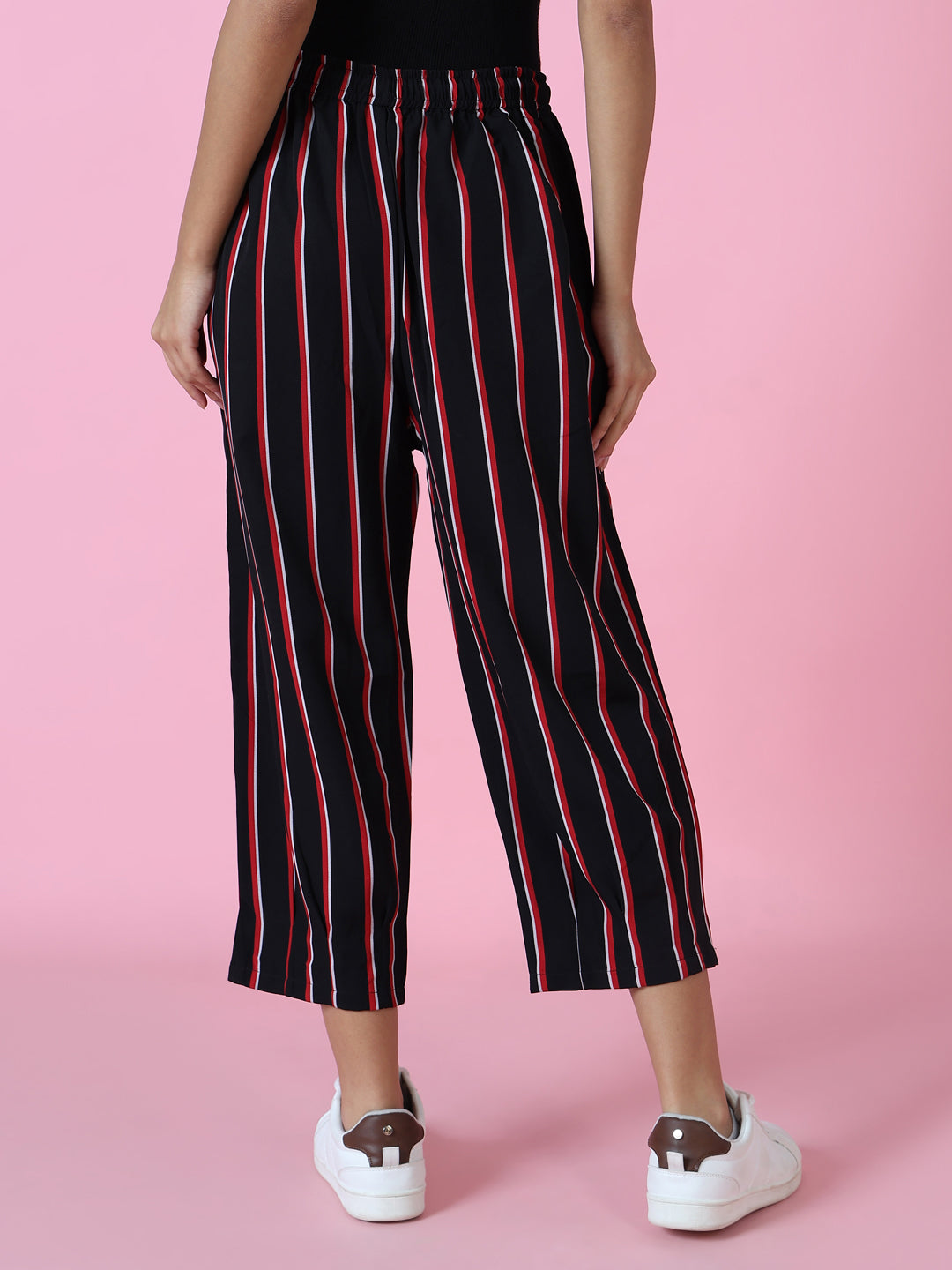 Women's Black Striped Trouser