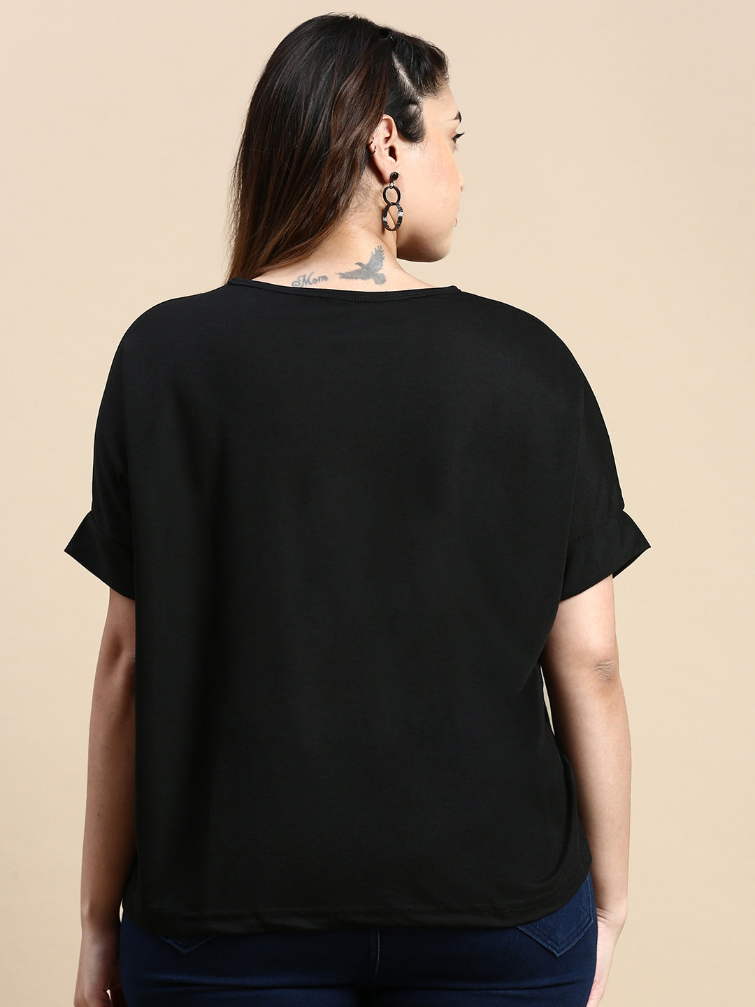 Women Solid Black Top