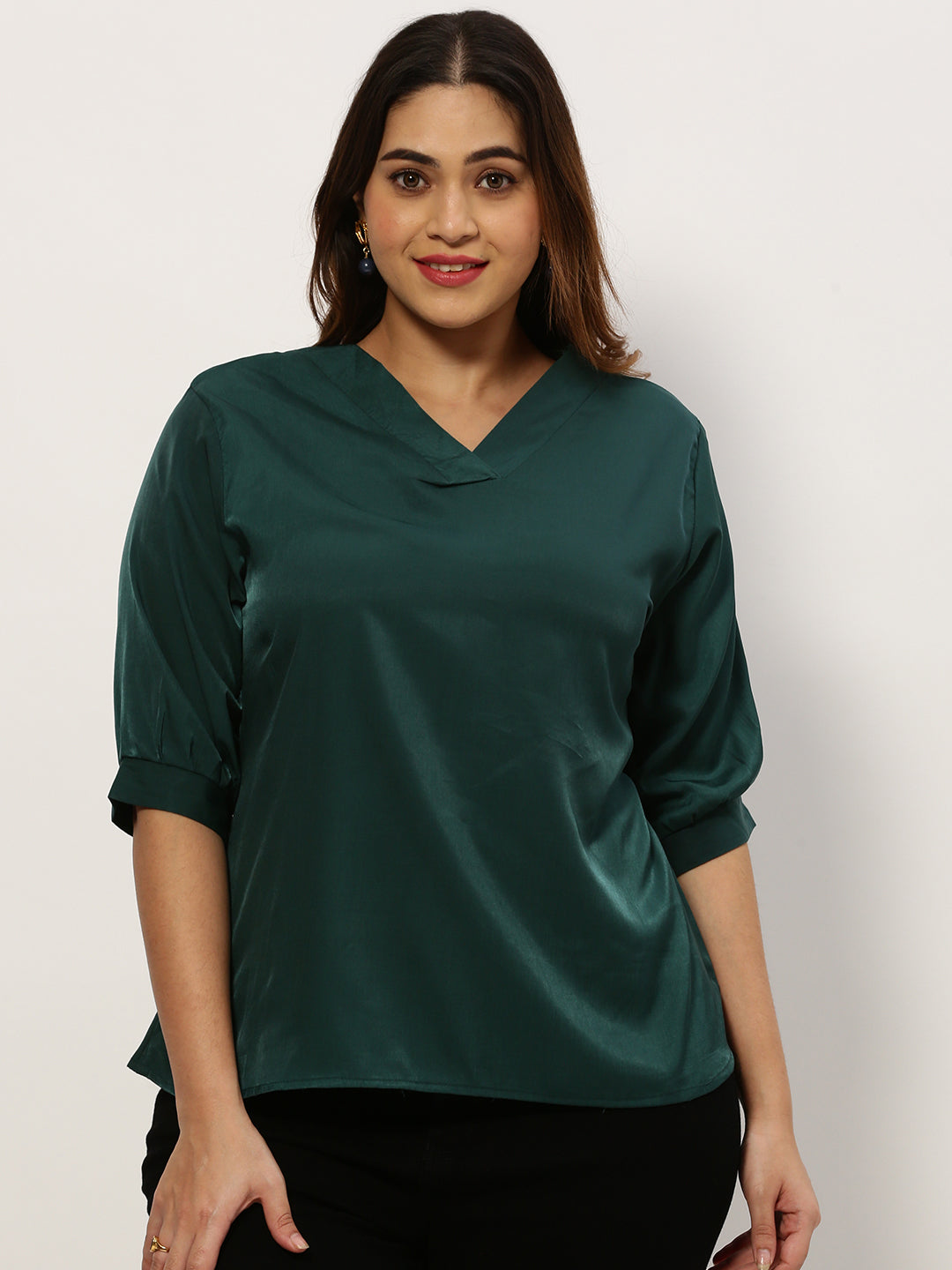 Women Solid Green Top