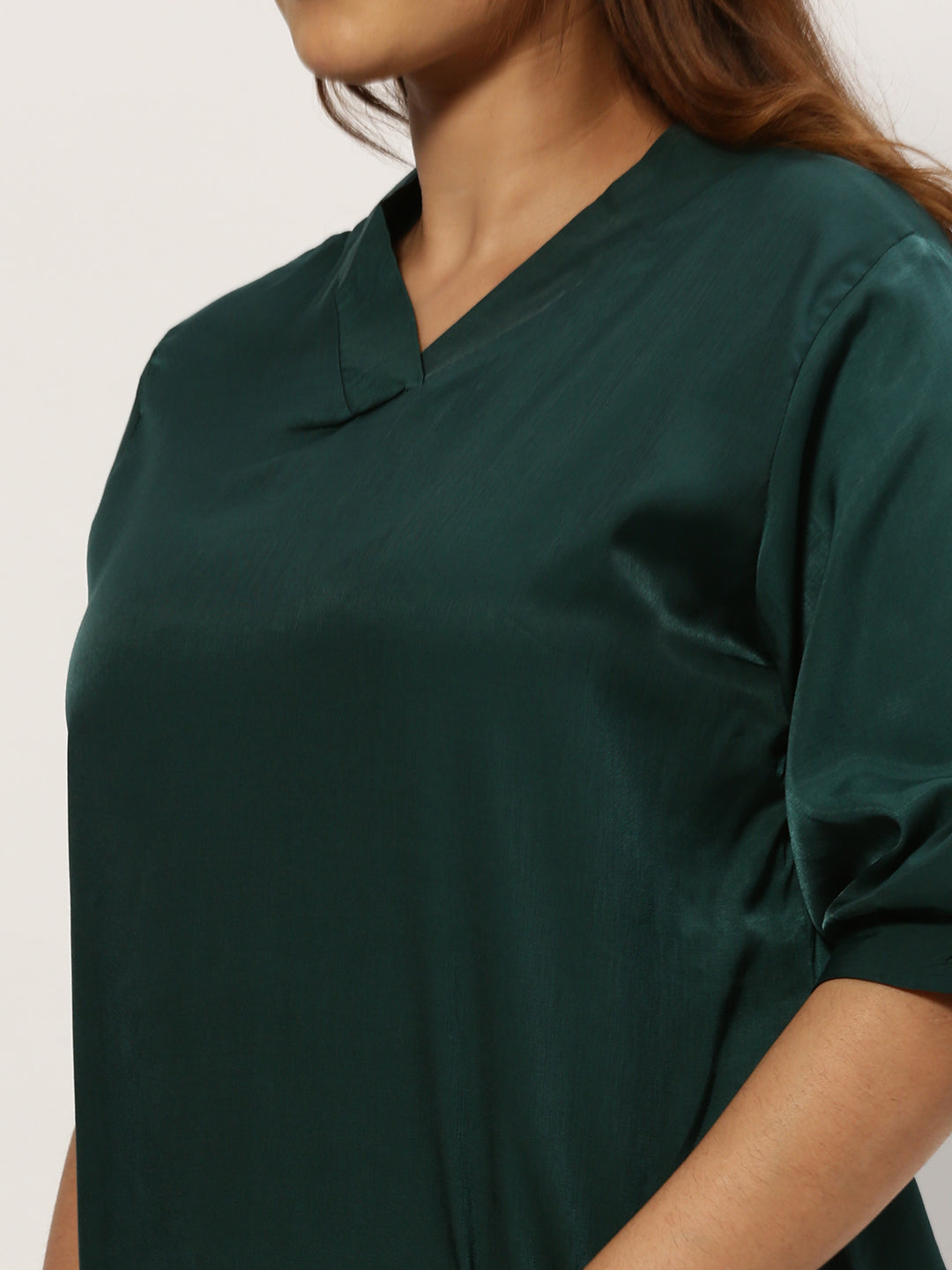 Women Solid Green Top