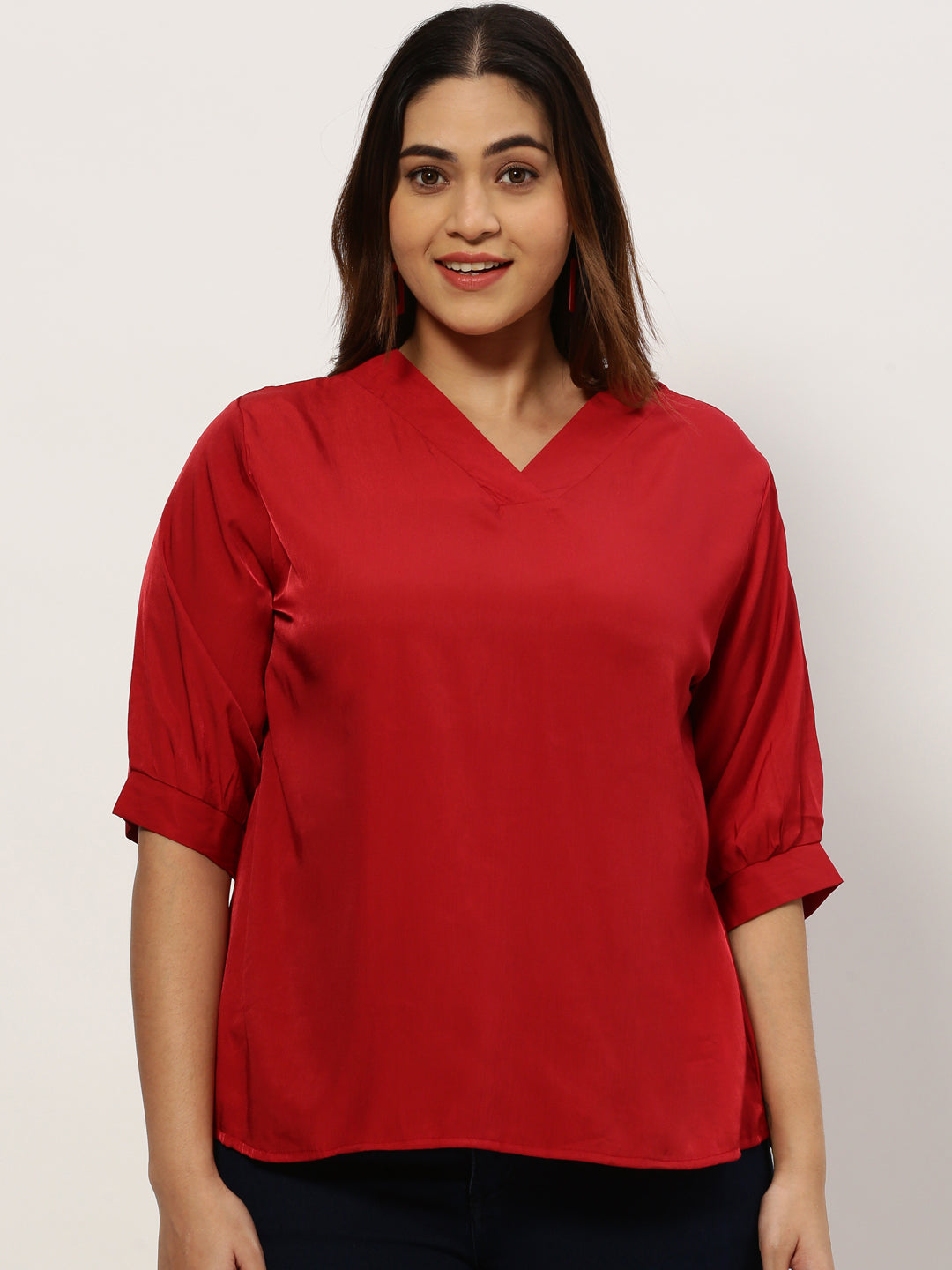 Women Solid Maroon Top