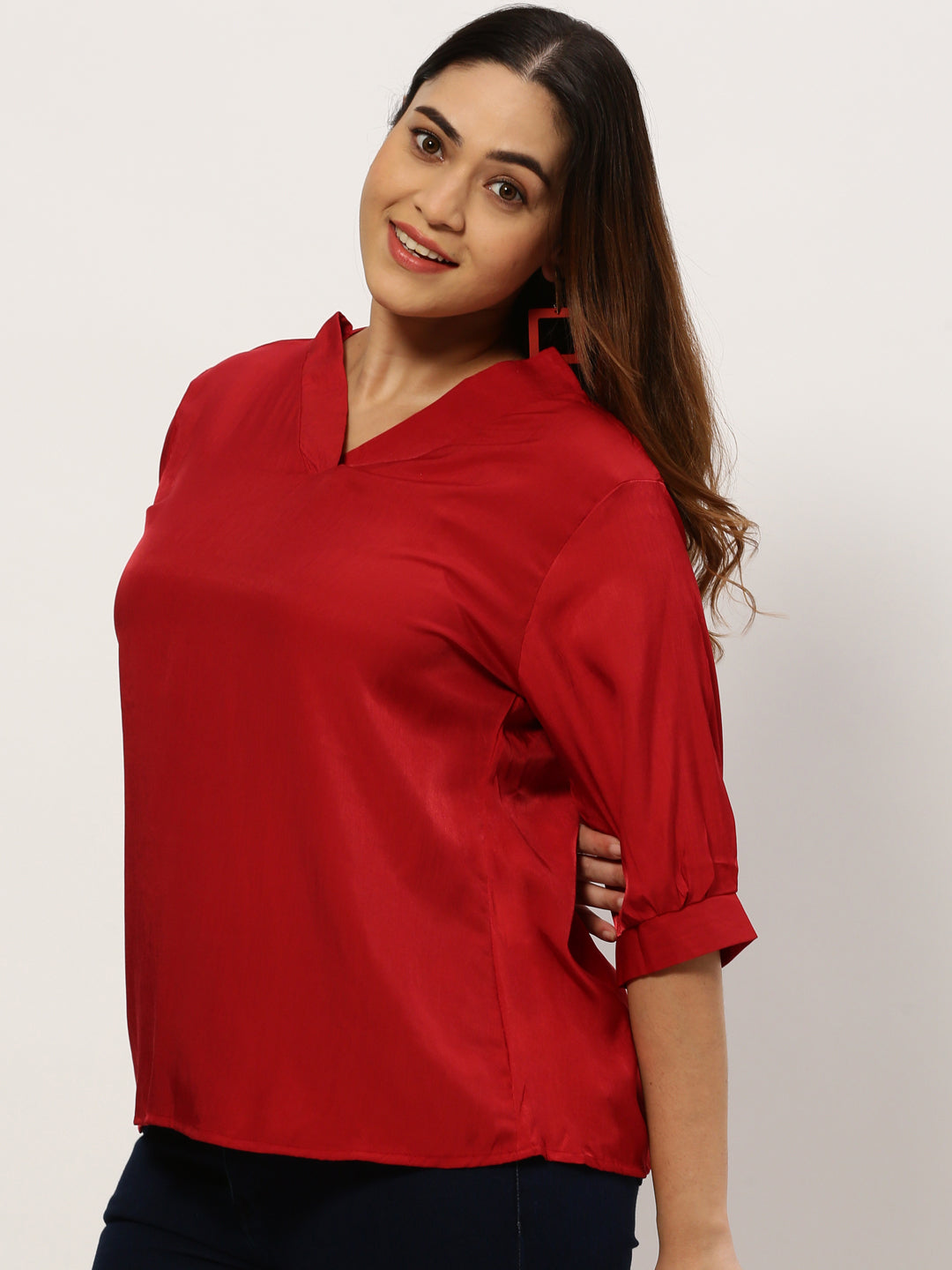 Women Solid Maroon Top