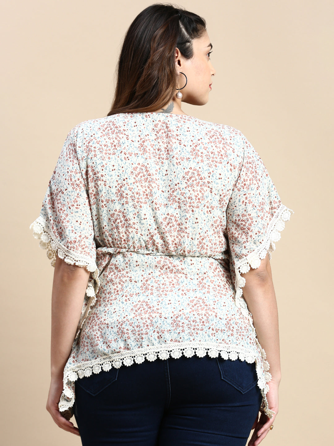 Women Floral Cream Top