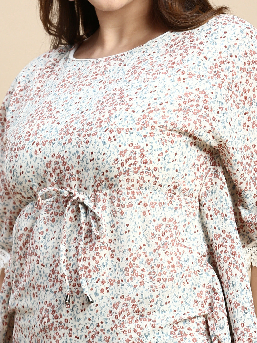 Women Floral Cream Top