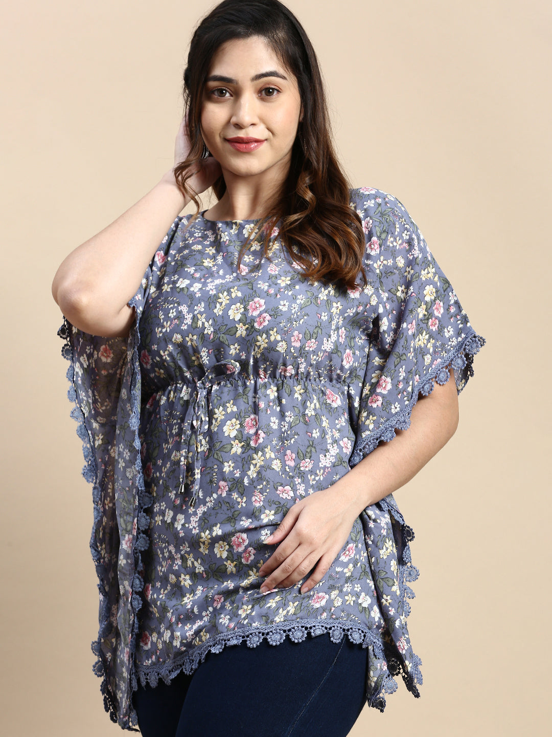 Women Floral Blue Top