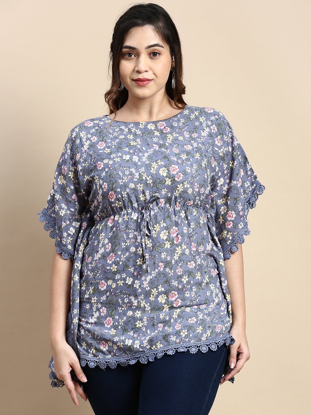 Women Floral Blue Top