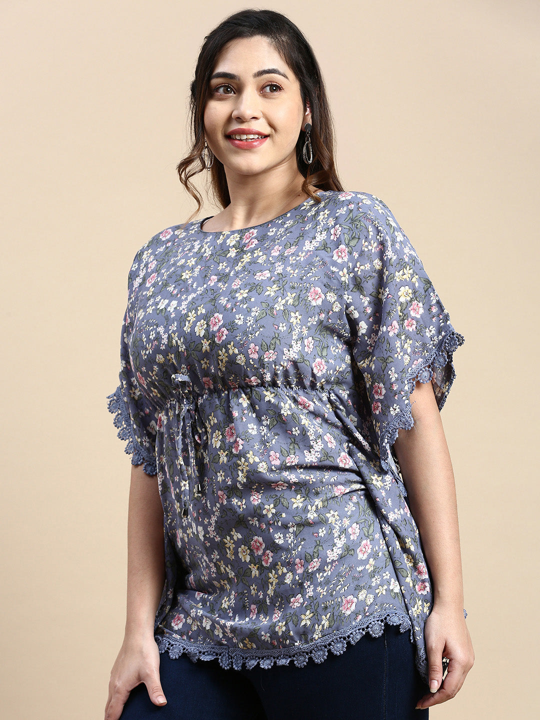 Women Floral Blue Top