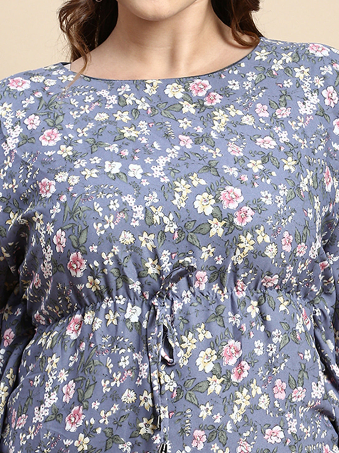 Women Floral Blue Top