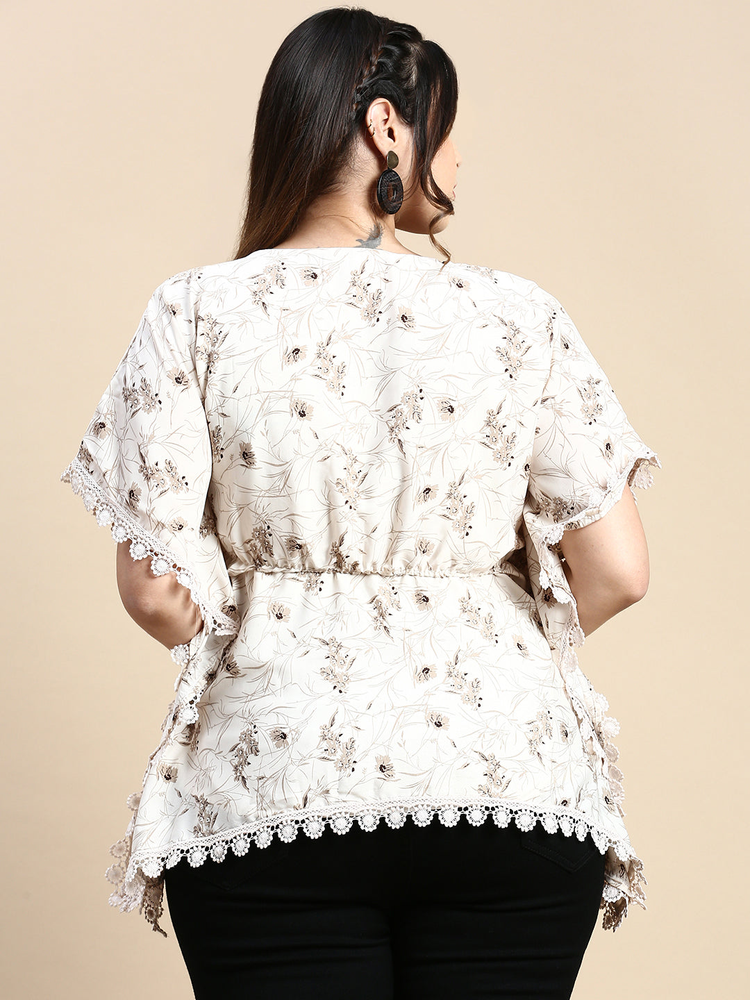 Women Floral Cream Top