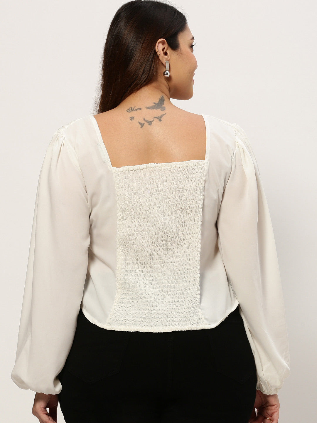 Women Solid Off White Top