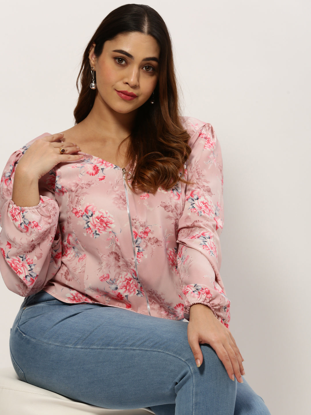 Women Floral Pink Top