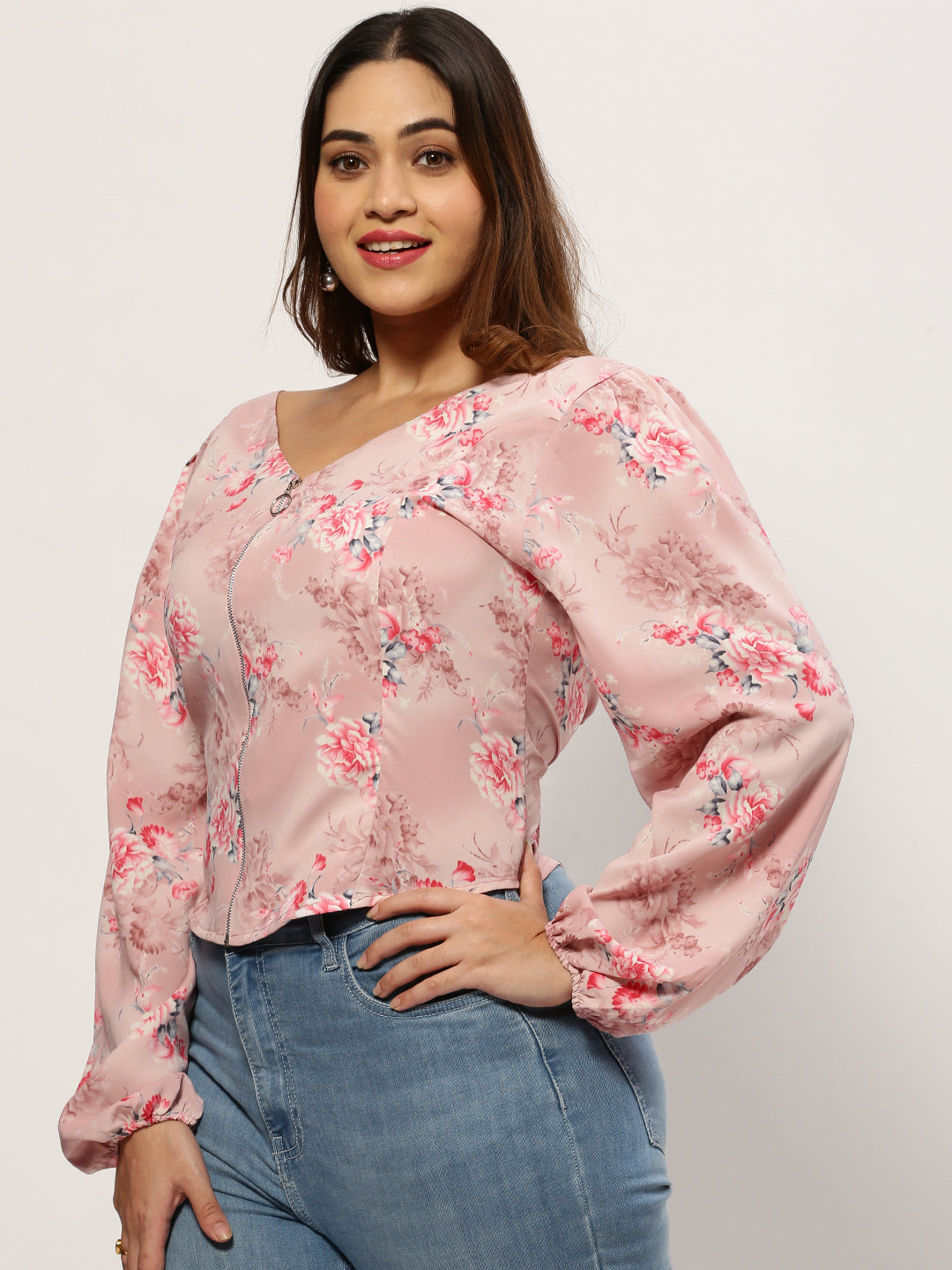 Women Floral Pink Top