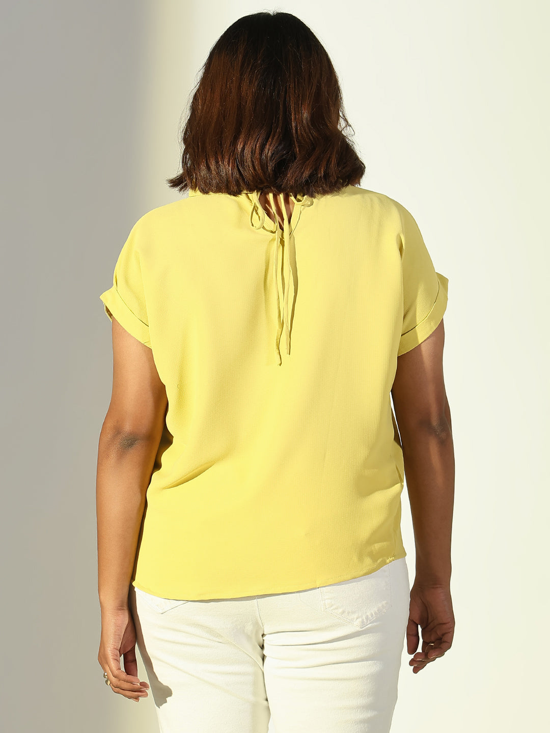 Women Yellow Solid Shirt Style Top